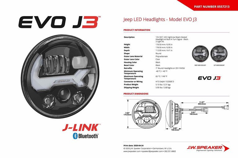 Jw Speaker Model Evo J3 Wrangler Led The Retrofit Source